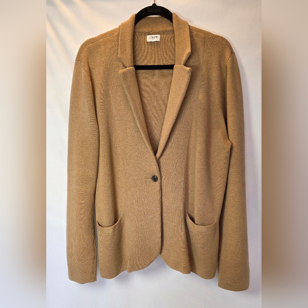 J.Crew Factory Schoolboy Sweater Blazer Camel Cotton Knit